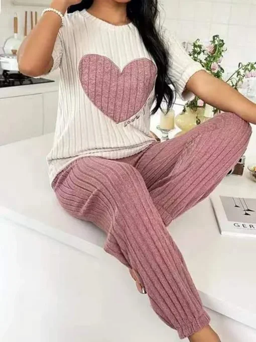 Conjunto de pijama de mujer estilo nuevo corazón