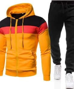 Conjunto de sudadera con capucha y cremallera para hombre para primavera y otoño