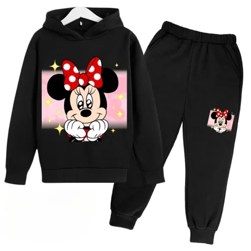 Conjunto de sudadera con capucha y pantalones de Mickey y Minnie para niños