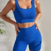 Conjunto de yoga sin costuras acanalado para mujer, 2 pzs