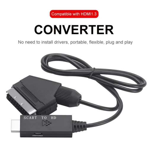 Convertidor adaptador de vídeo y audio SCART a HDMI 1080P