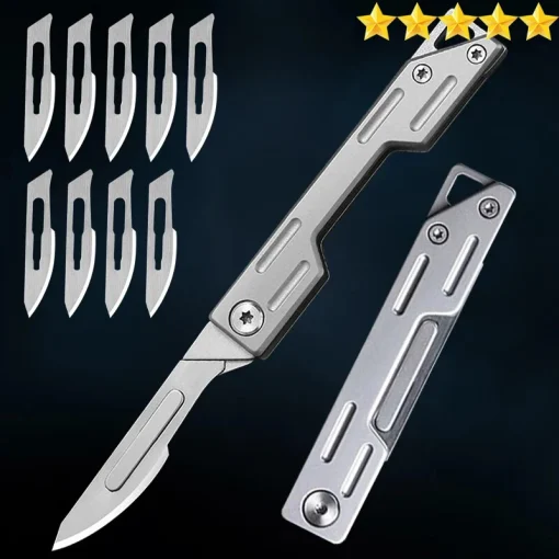 Cuchillo plegable acero inoxidable 9 cuchillas