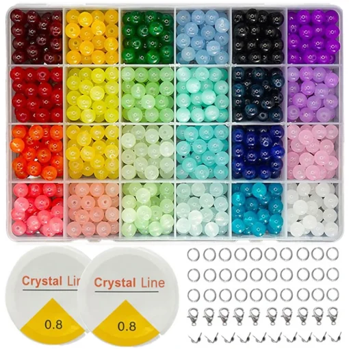 Cuentas de cristal redondas 8 mm 24 colorescaja