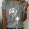 Dandelion Print Cuello Pico Camiseta