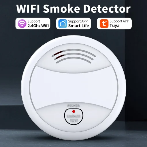 Detector de humo Tuya WiFi, sistema de alarma de incendios, casa para oficina, sensor de humo de seguridad portátil, funciona con Smart Life, uso en tiendas