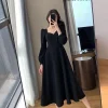 Elegante Vestido Sólido Manga Abullonada