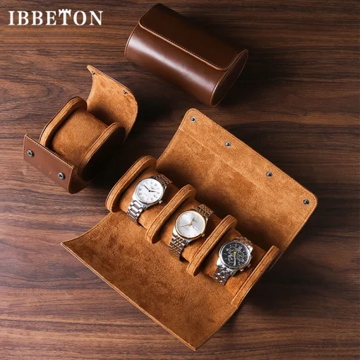 Estuche de viaje para reloj portátil IBBETON de 3 ranuras