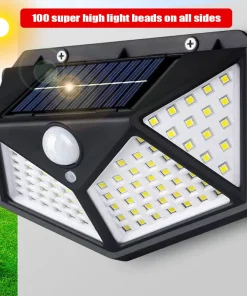 Farol solar LED con sensor de movimiento de 4 lados