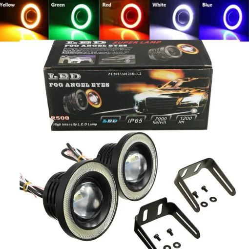 Faros LED COB para coche, 12 V, DRL automático, luz de niebla con ojos de ángel, impermeable, luz diurna, intermitente de maletero