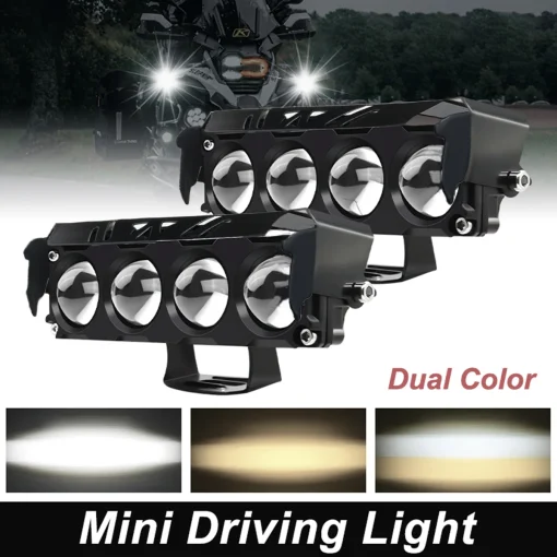 Focos LED para motocicletas 4 lentes, doble color