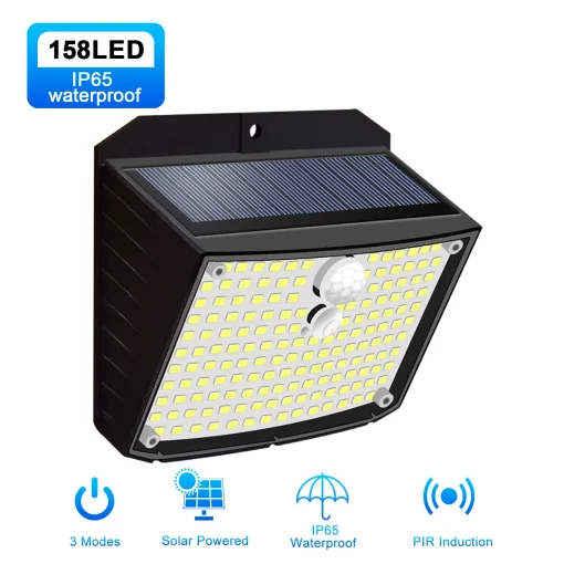 Focos Solares Exterior 158 LED Lámpara de Muro