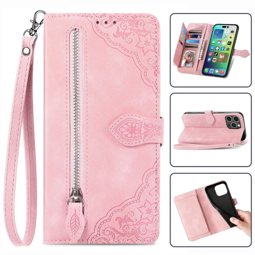 Funda de piel para iPhone 14 con ranuras para tarjetas