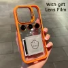 Funda para teléfono con soporte y protector de anillo metálico para lente para iPhone