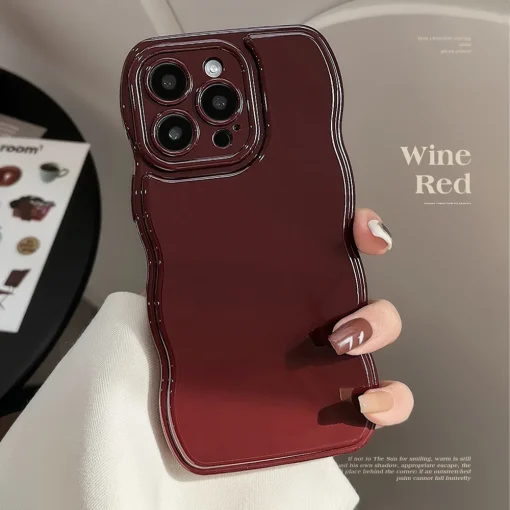 Funda vintag. rojo vino bordes ondulados iPhone