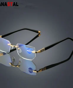 Gafas de lectura con montura sin borde de diamante para hombre y mujer