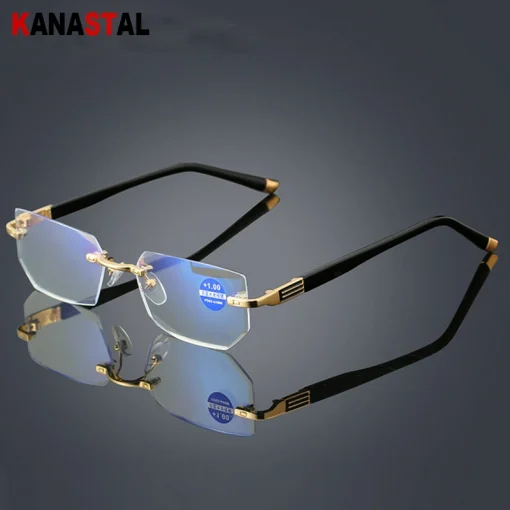 Gafas de lectura con montura sin borde de diamante para hombre y mujer