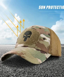 Gorra béisbol exterior para aficionados ejército táctico Skull Camo