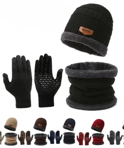 Gorra cortavientos, bufanda de invierno, guantes, escote 3pcs.