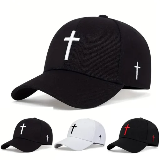 Gorra de béisbol unisex con bordado de cruz, ajustable, para exteriores, para primavera y otoño