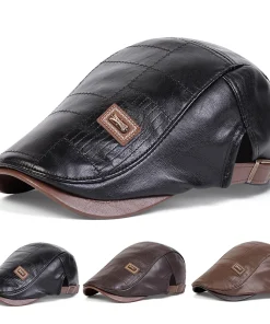 Gorras de estilo retro de piel sintética para hombre