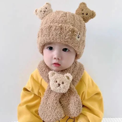 Gorrito infantil de invierno con oso dibujos animados