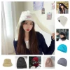 Gorro de punto para mujer y hombre, conjunto de bufanda y gorro personalizados y de moda