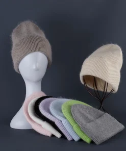 Gorro de punto suave y mullido para mujer