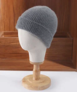 Gorros cálidos de invierno de punto de lana merina para mujer y hombre