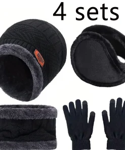 Gorros de terciopelo, conjuntos de invierno, 4 piezas