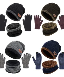 Gorros y bufandas de punto de invierno, guantes táctiles