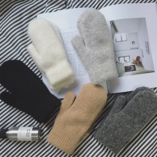 Guantes de piel sintética de invierno para mujer