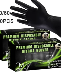 Guantes desechables de nitrilo negro 3060100PCS