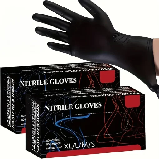 Guantes desechables de nitrilo negro para uso doméstico