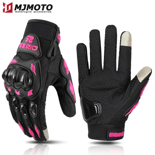 Guantes para moto rosa de mujer transpirables