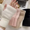 Guantes sin dedos de punto de lujo de felpa