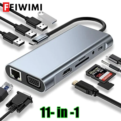 HUB USB C, adaptador USB C Dongle 11 en 1