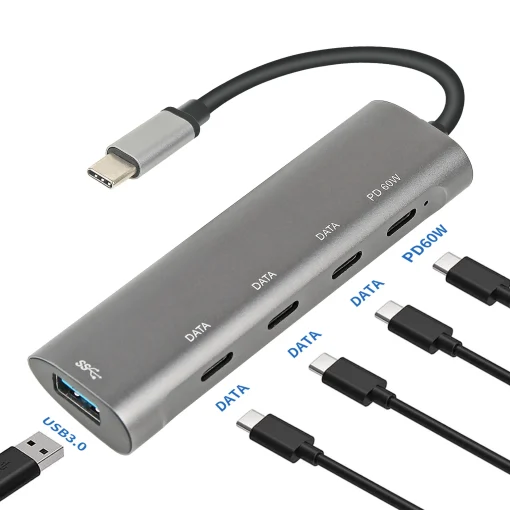 HUB USB C de 5 puertos tipo c para USB 3.0 PD 60W