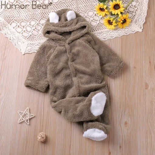 Humor Bear Otoño Estilo Dibujos Animados Invierno Manga Larga Bebé Niños Niñas Rompers Niños pequeños Trajes de juego Monos Ropa de bebé