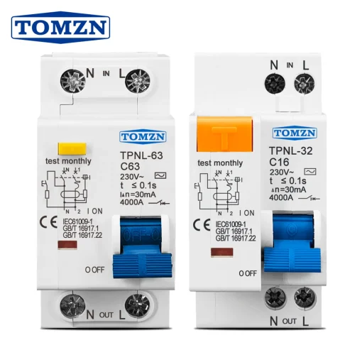 Interruptor diferencial con protección de fugas MCB RCBO 230V 1P+N