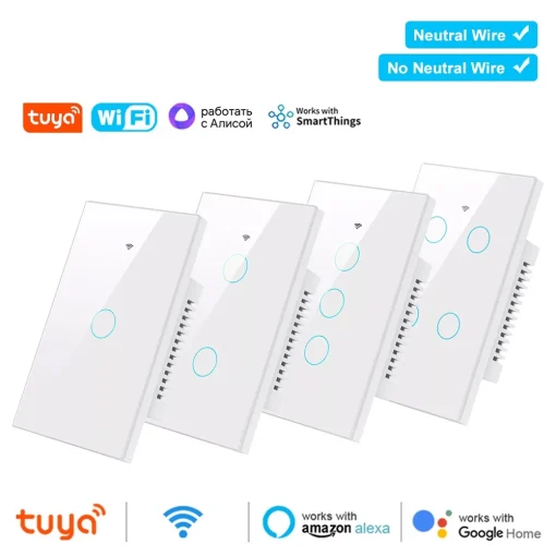 Interruptores de luz táctiles de pared WiFi+Bluetooth Tuya Smart