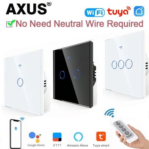 Interruptores inteligentes AXUS EU WiFi táctiles sin neutro