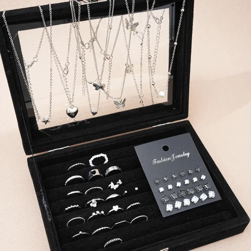 Joyería elegante plata 51 piezas para mujer