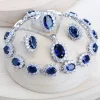 Juego de Joyas 925 Plata Zirconia Azul