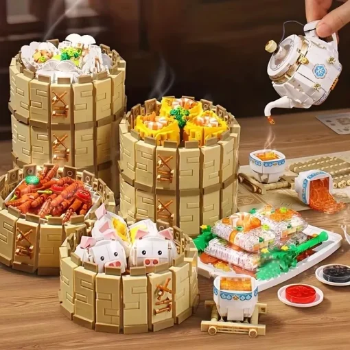 Juego de bloques creativos para comida china para té