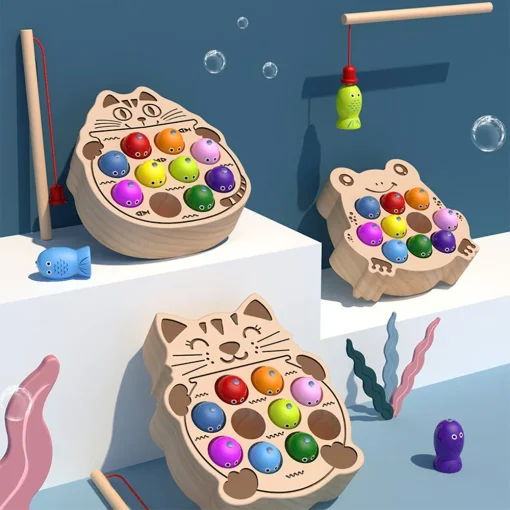 Juegos de pesca magnéticos de madera para niños