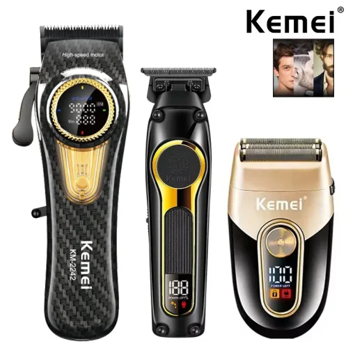 Kit de cortadora de pelo recargable Kemei