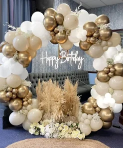 Kit guirnalda arco de globos beige crema blanco boho