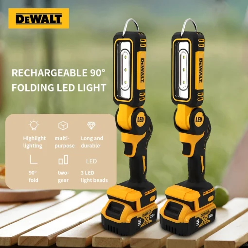 Lámpara de Trabajo y Linterna Plegable Luz LED Dewalt