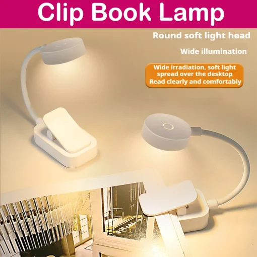 Lámpara de mesa Mini Clip Book LED 3 colores