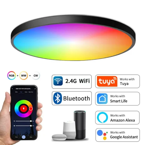 Lámpara de techo LED Wi-Fi BLE inteligente Tuya CA 220 V 24 W